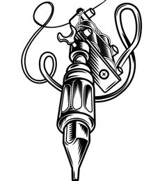 Black line illustration of a coil tattoo machine with looping cable, used as a profile graphic for Josue at American Ink in Sherman Oaks.