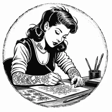American Ink tattoo artist sketching a custom tattoo design