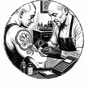 Tattoo artist confirming a booking deposit before an appointment