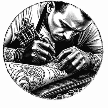 American Ink artist tattooing a client's arm